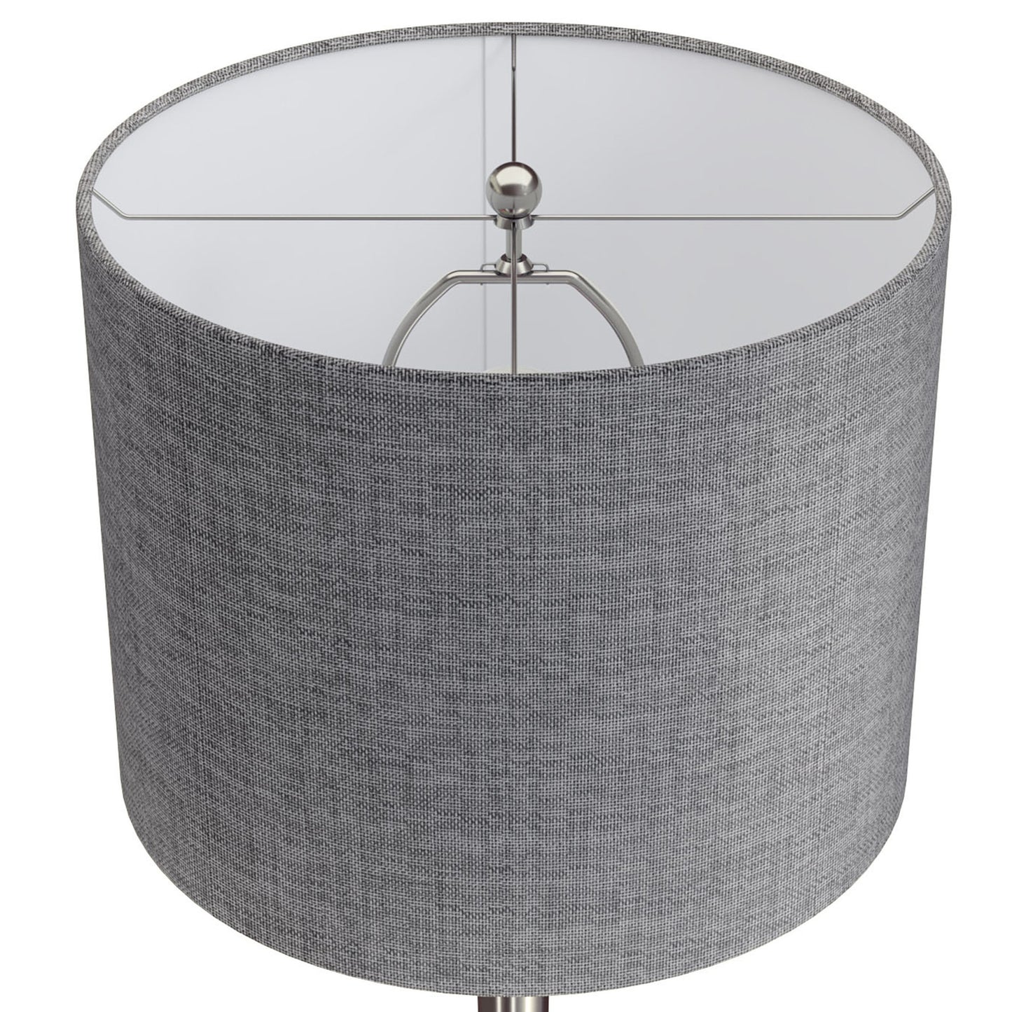 Lenuxe 24" Contemporary Metal Table Lamp in Brushed Nickel with Grey Textured Linen Shade from Grandview Gallery by LumiSource - Set of 2