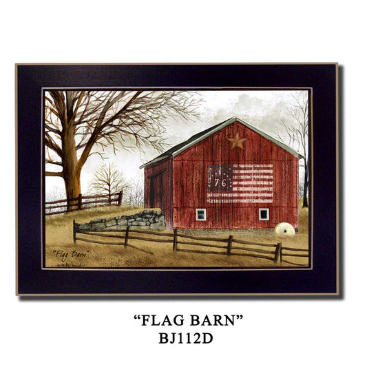 "Flag Barn" By Billy Jacobs, Printed Wall Art, Ready To Hang Framed Poster, Black Frame