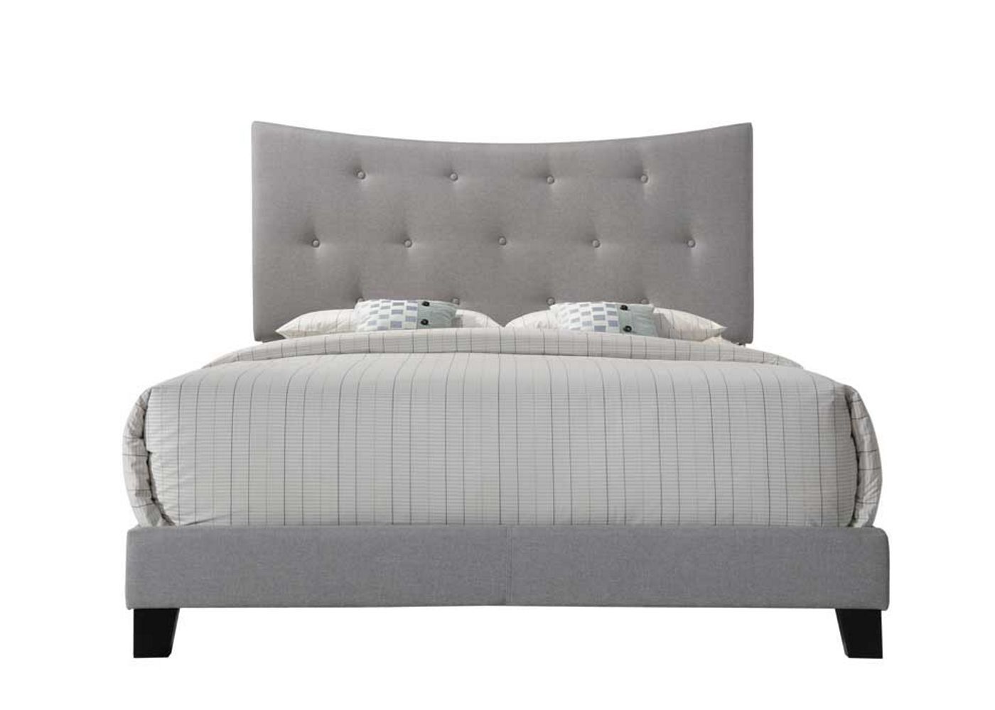 Venacha Gray Fabric Queen Bed