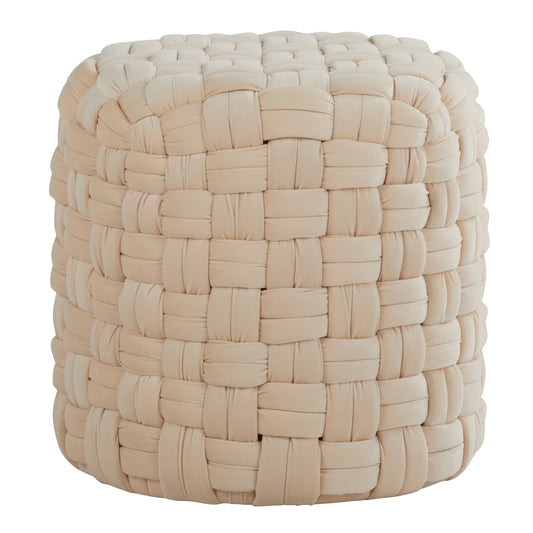 Braided Round 16' Ottoman in Cream Velvet by LumiSource