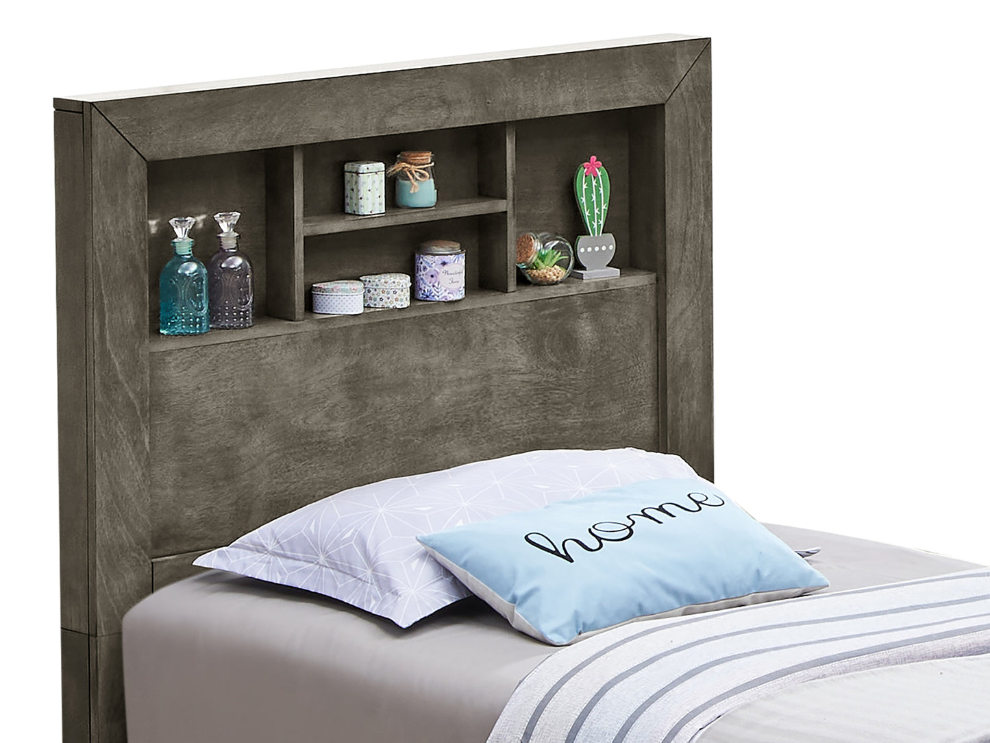 Tranquil Gray Transitional Bed For Comfort