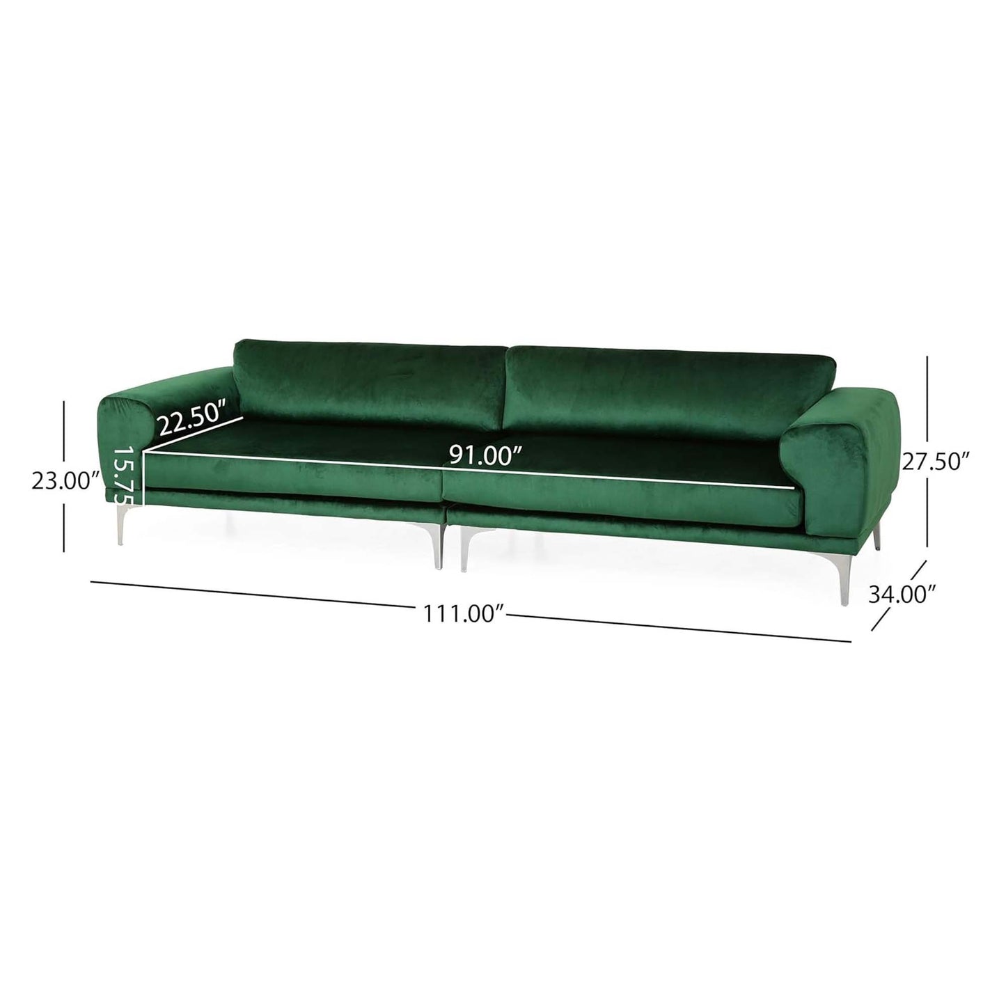 Mirod Comfy 4-seat Sofa with Metal Legs, Modern  for Living Room and Study