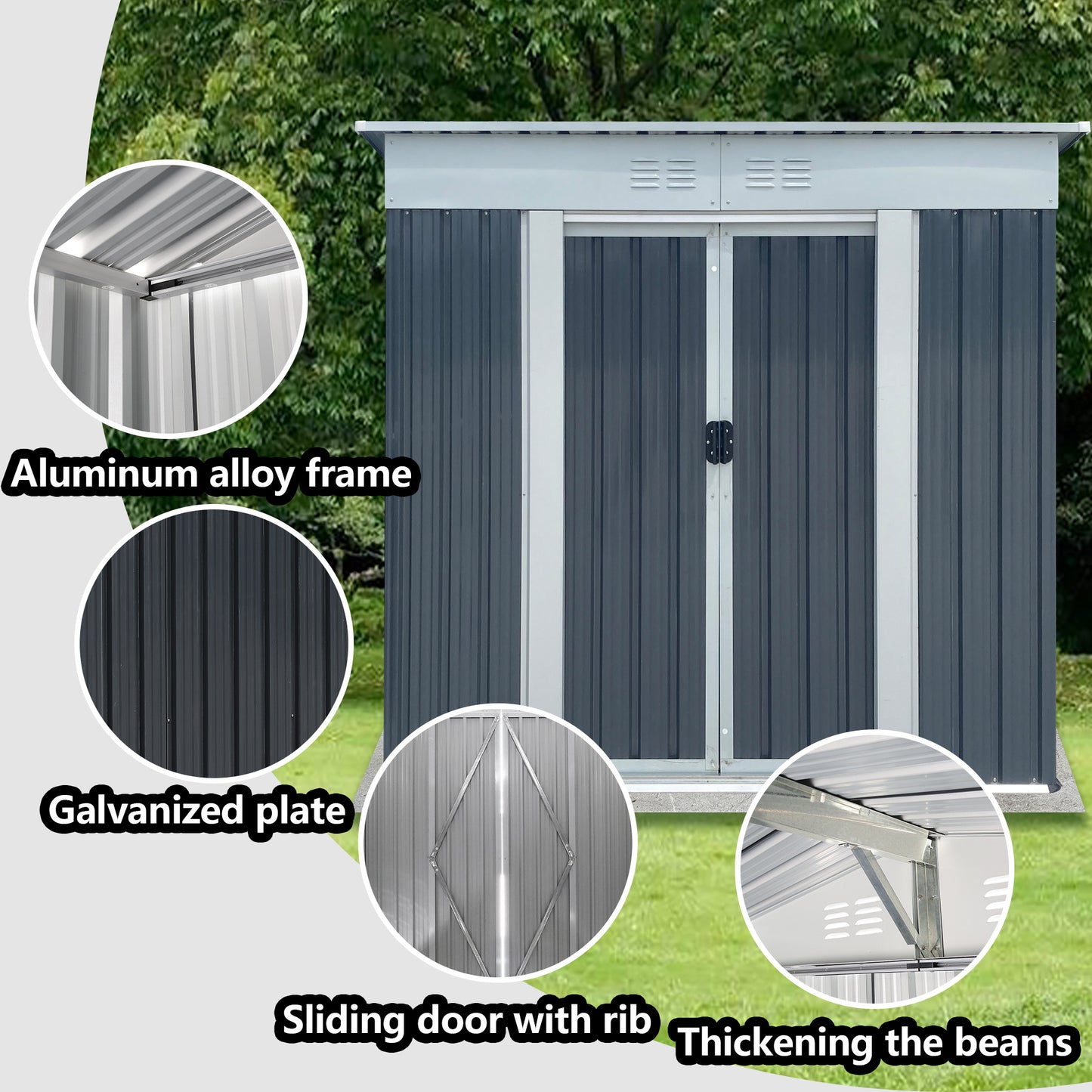 Outdoor Storage Sheds 6FTx4FT Pent Roof Grey