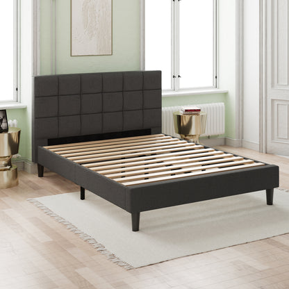 Upholstered Platform Bed Square Stitch - Queen