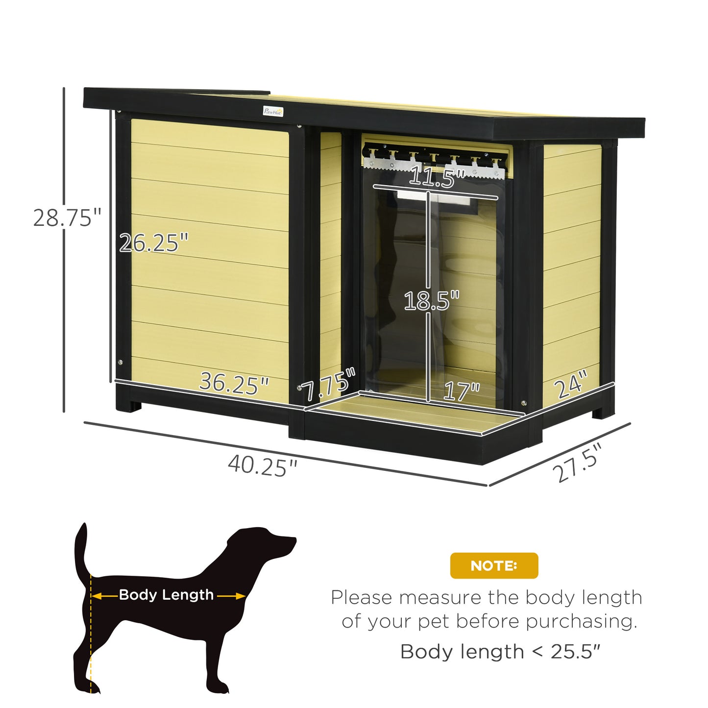 PawHut Outdoor Indoor Dog House with Openable Top, Weather Resistant Dog Kennel with Porch, Pet Furniture for Small and Medium Sized Dogs, Natural Wood