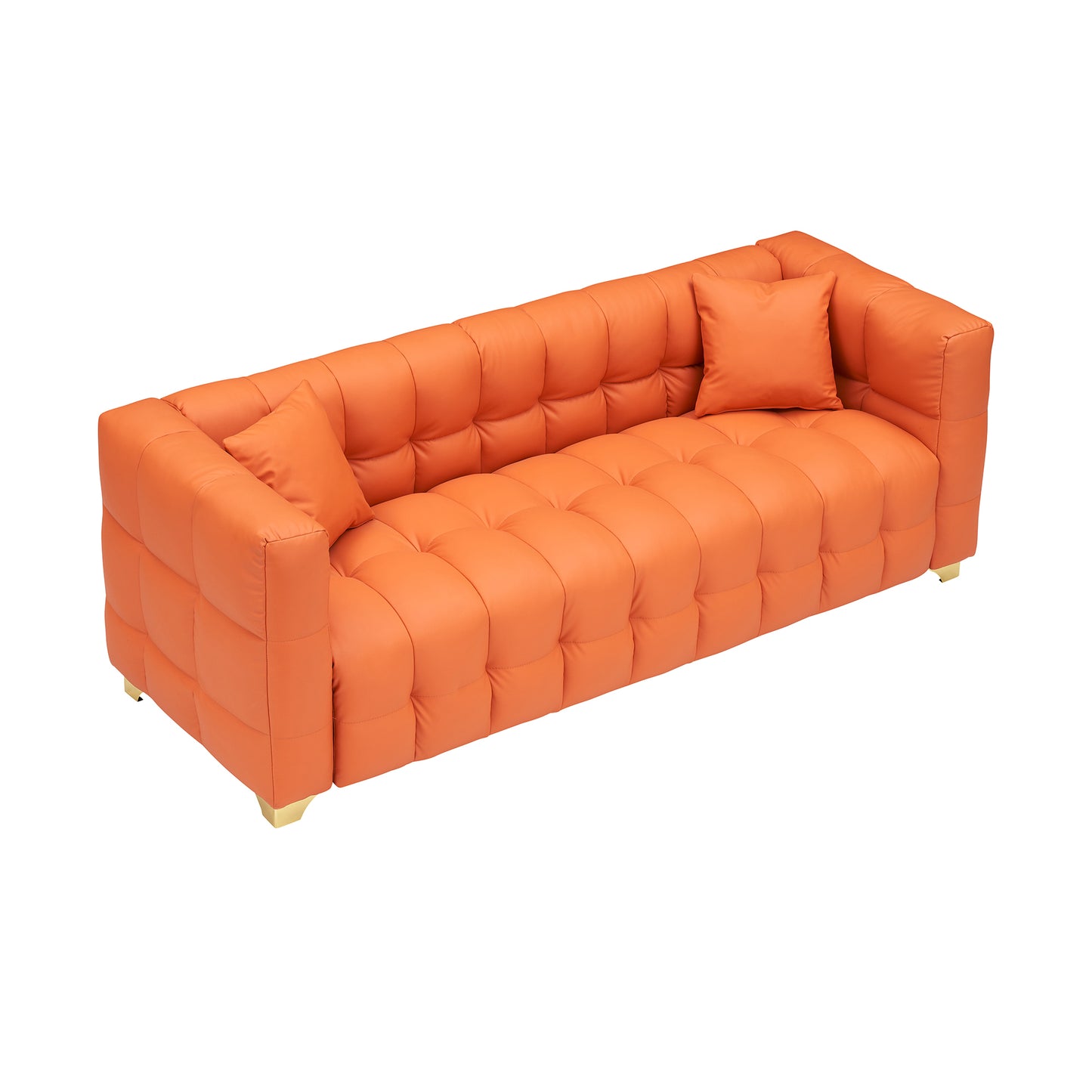 80 inches long, 21.7 inches deep, American body structure, technology fabric sofa, 3 seats waterproof and stain-proof, orange anti-cat paw sofa