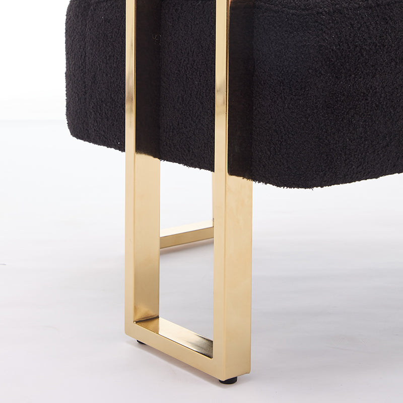 TS Modern decorative chair, living room side chair with gold metal legs, no wheels, suitable for dressing area, reception room, office,Teddy fleece upholstered metal foot sofa 1PC Black