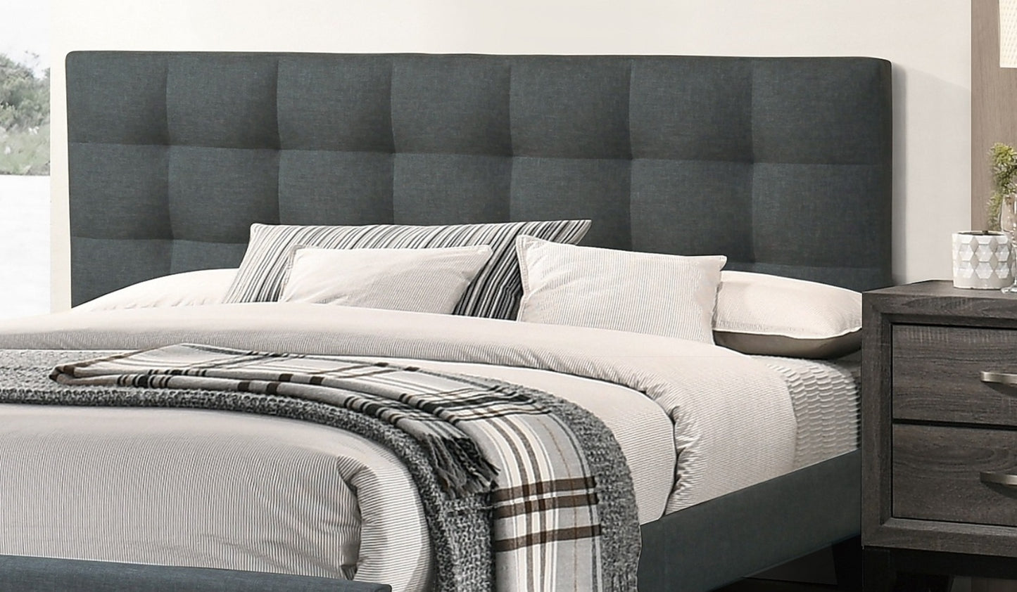 Modern 1pc Full Size Bed Charcoal Polyfiber Tufted Headboard Platform Bedframe Bedroom Furniture