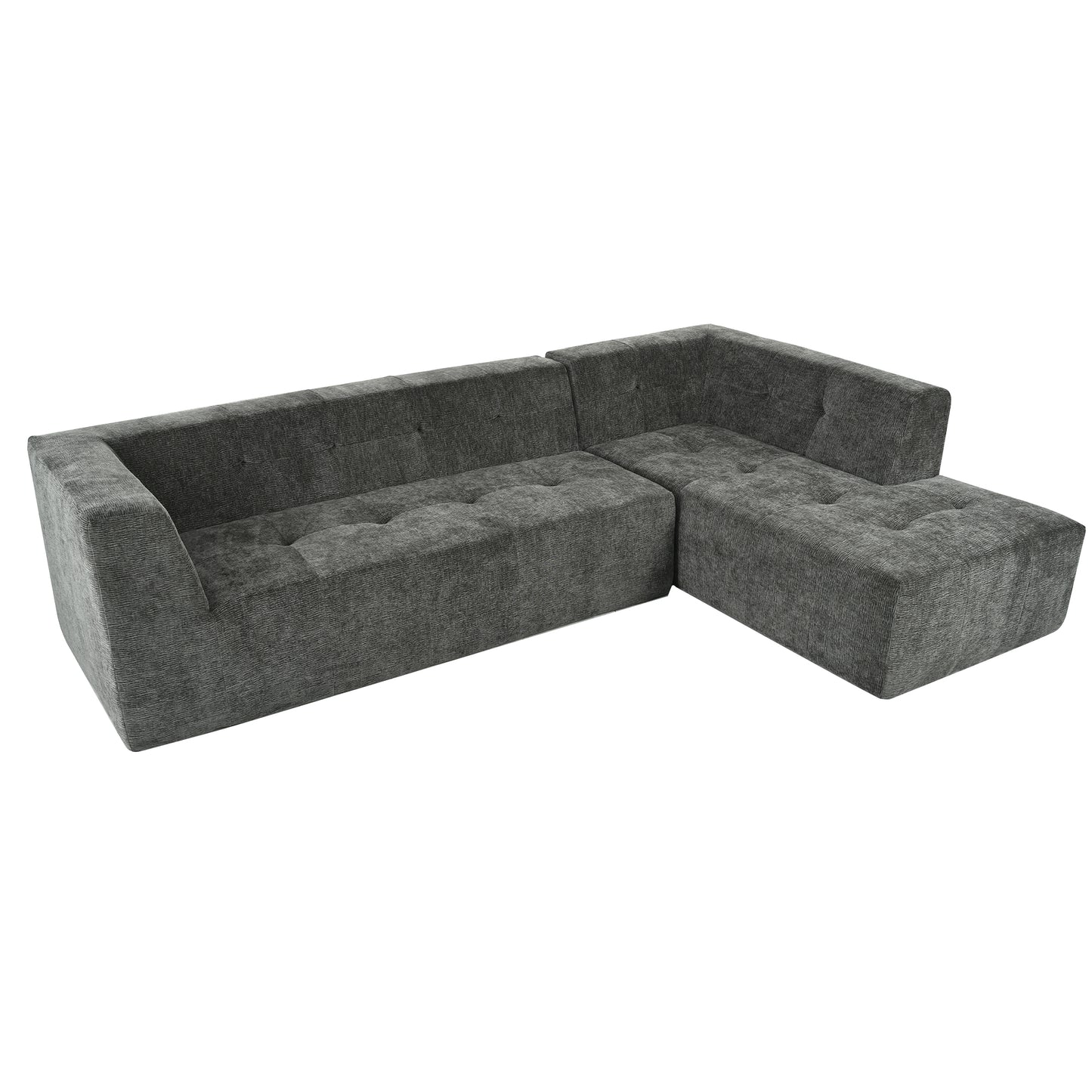 112.2*74" Modular Modular Combination Living Room Sofa Set, Modern Minimalist Sofa, Living Room Upholstered Sofa Bed, Bedroom, 2pcs Computer Free Combination, L-Shaped, Black Gray