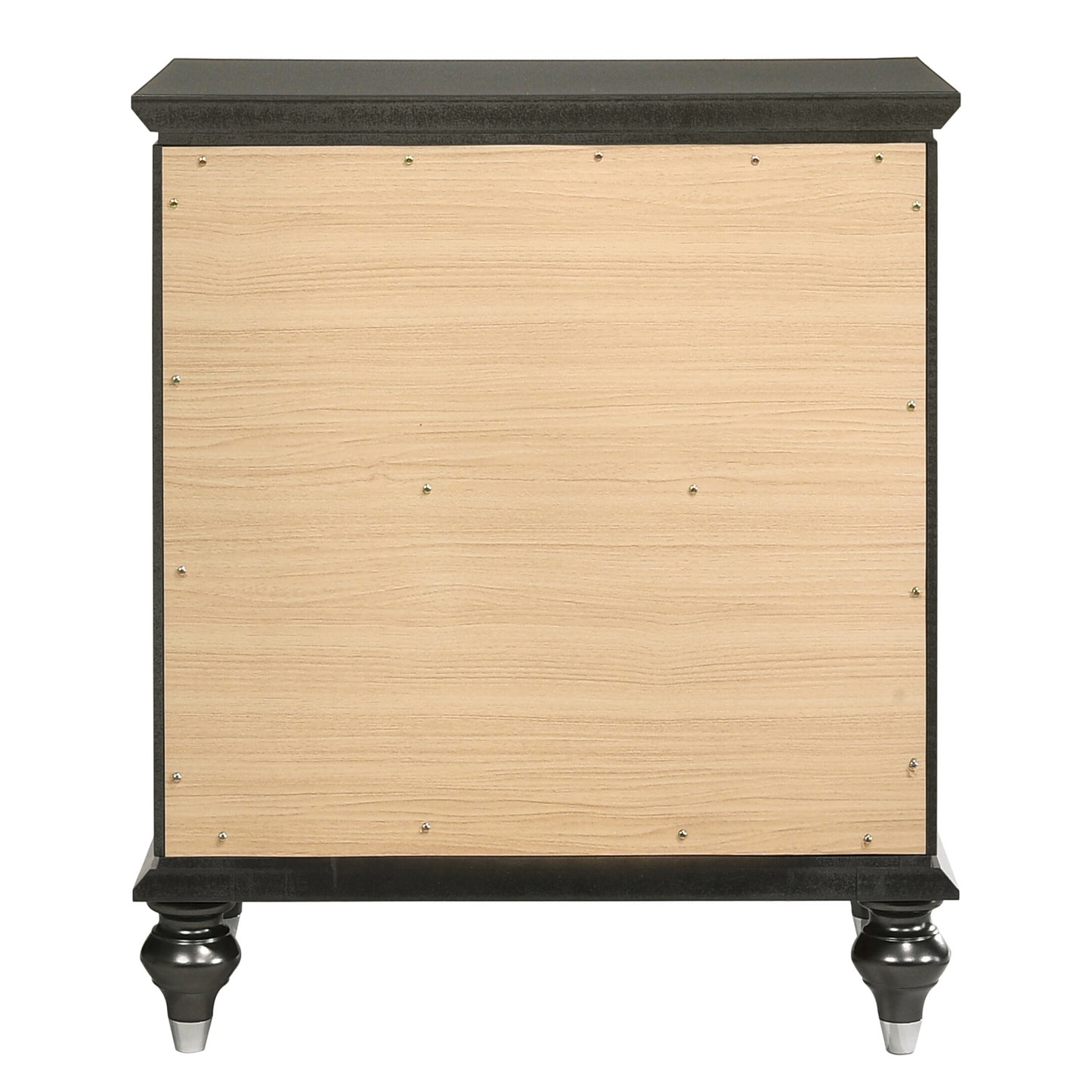 Metallic Grey Nightstand with 2 Drawers