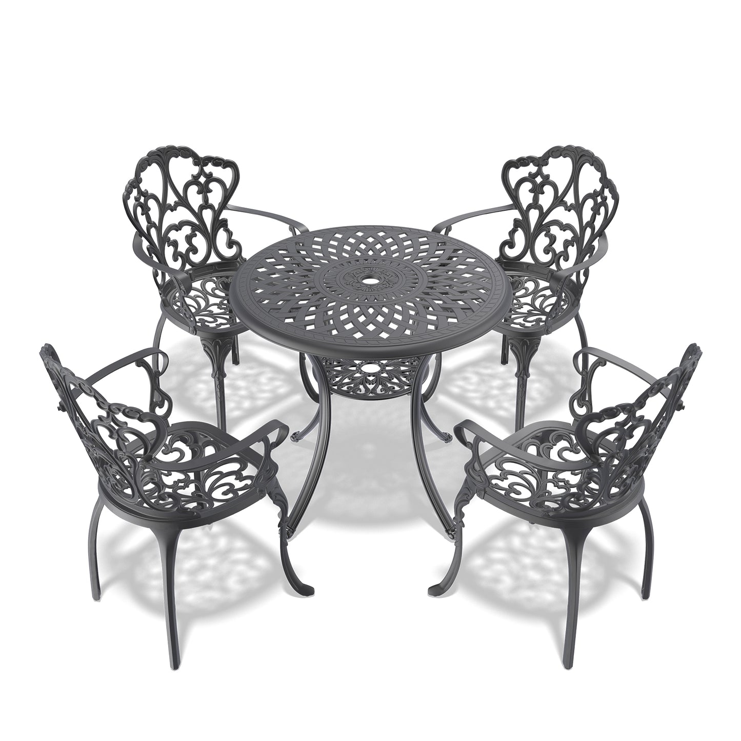 (Cushions In  Random Colors)5-Piece Set Of Cast Aluminum Patio Furniture With  Cushions