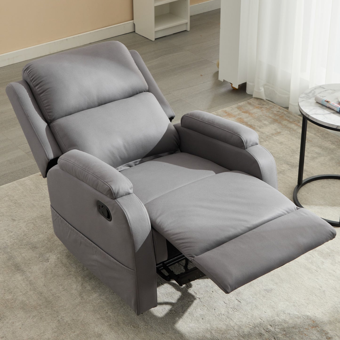 Best Choice Recliner Chair Living Room Reclining Sofa Chair, Home Theater Seating Modern Recliner, Manual Recliner Sofa Chair for Living Room/Office/Apartment, Easy-to-Reach Side Button - Gray