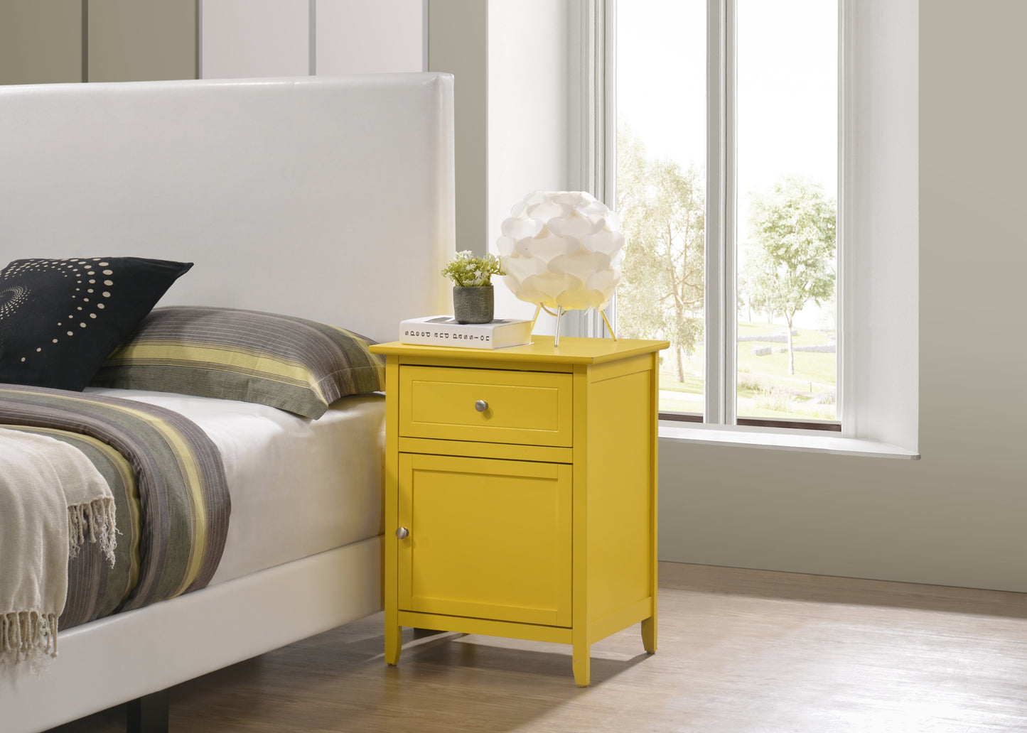 Vibrant Yellow Casual Nightstand