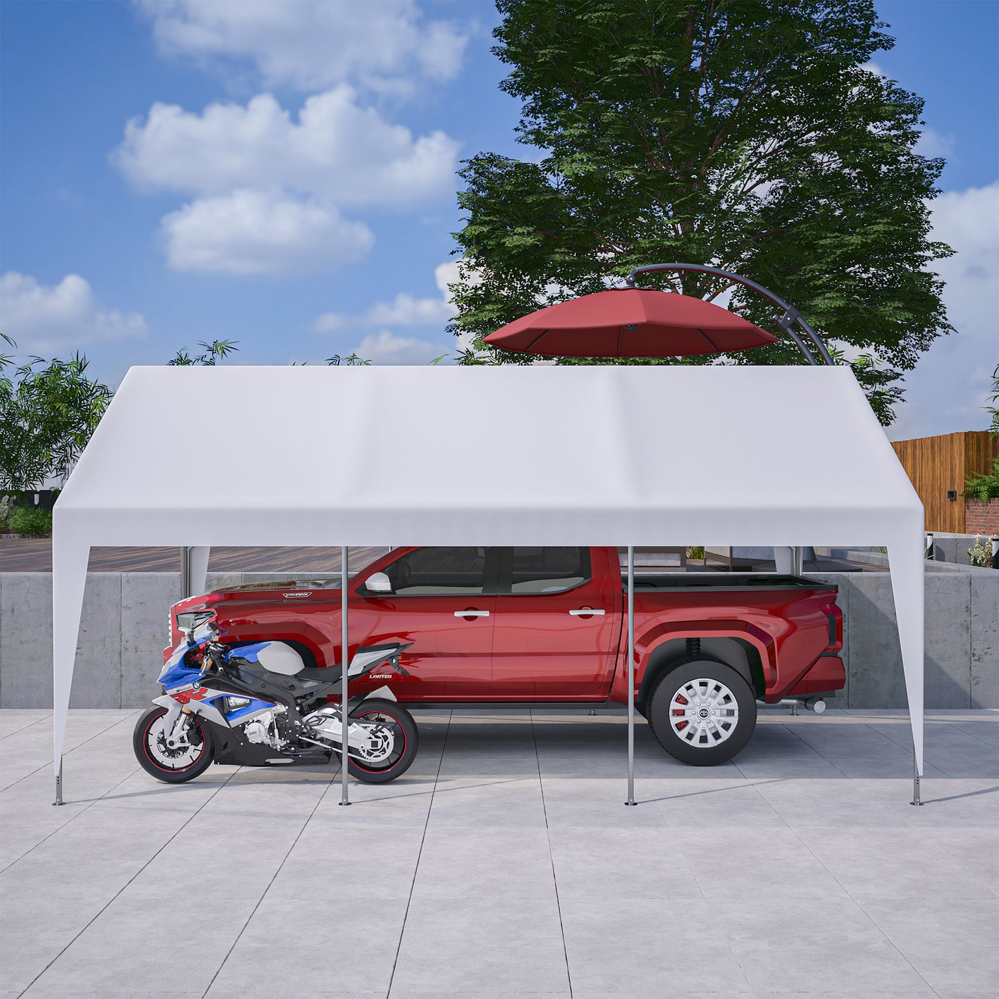 13x20 Heavy Duty Steel Carport Storage Canopy Garage Tent w/ Removable Sidewalls