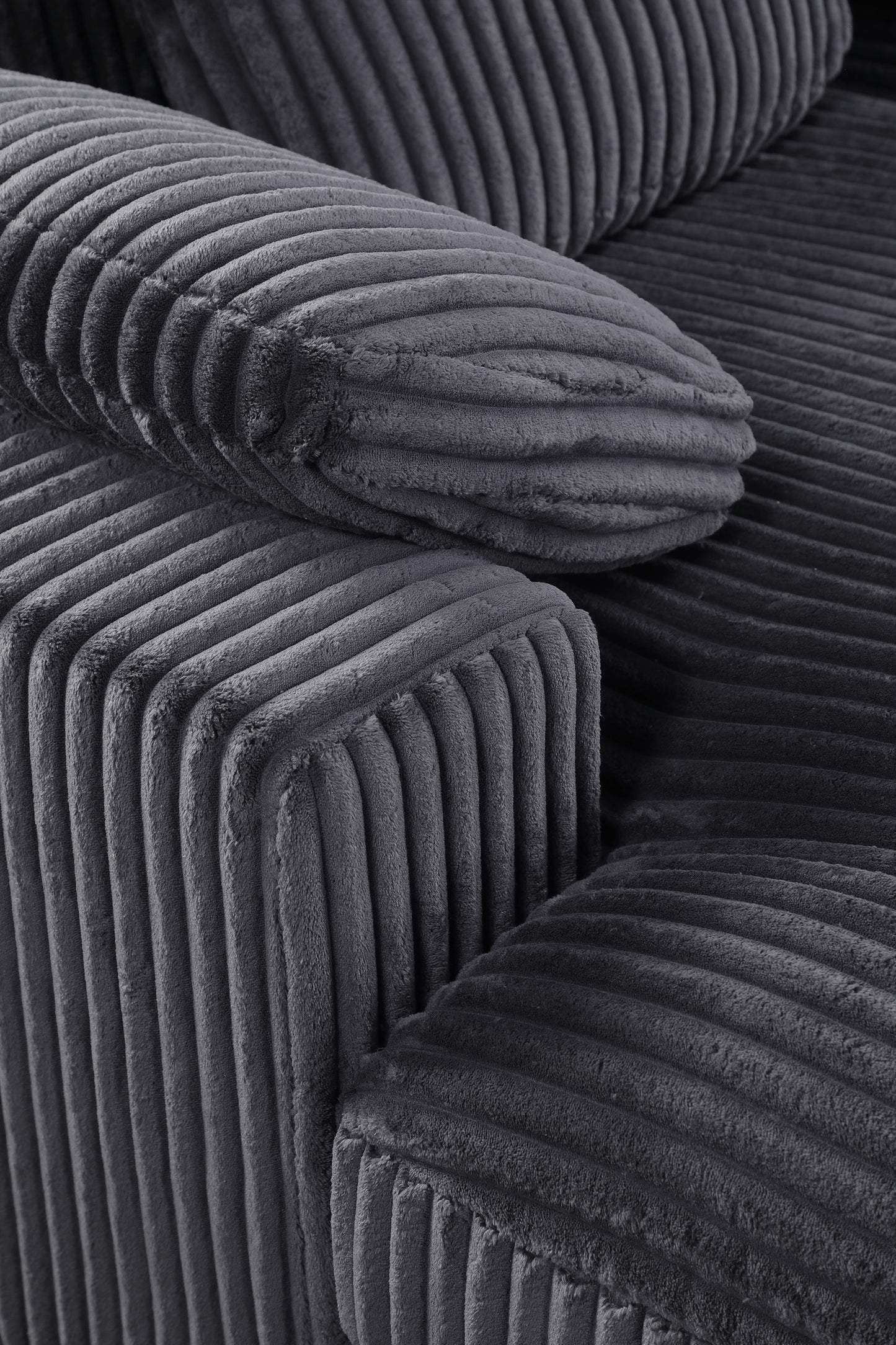 Nadine 155.5"W Dark Gray Corduroy Corner Sectional Sofa with Left-Facing Chaise