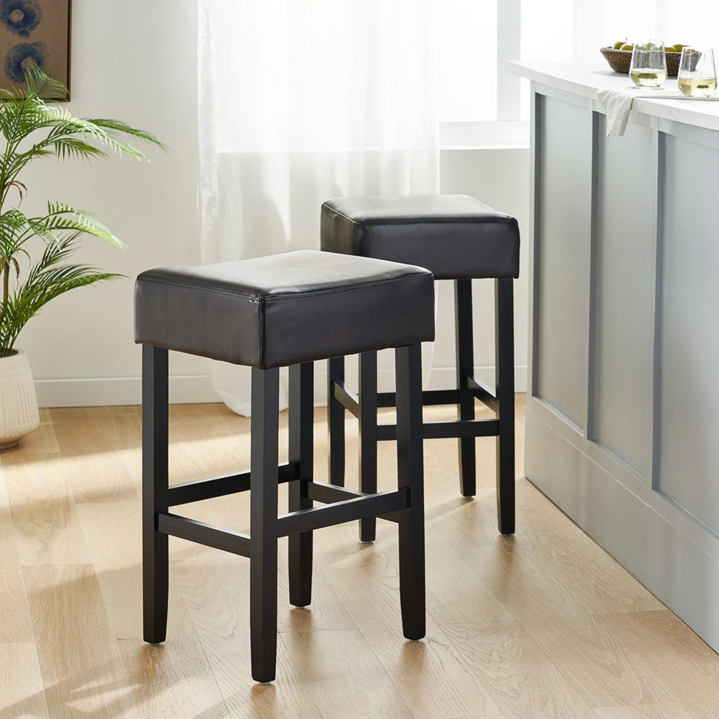 [OLD SKU: 74504.00] Set of 2, 30" Backless Leather Counter Height Barstool