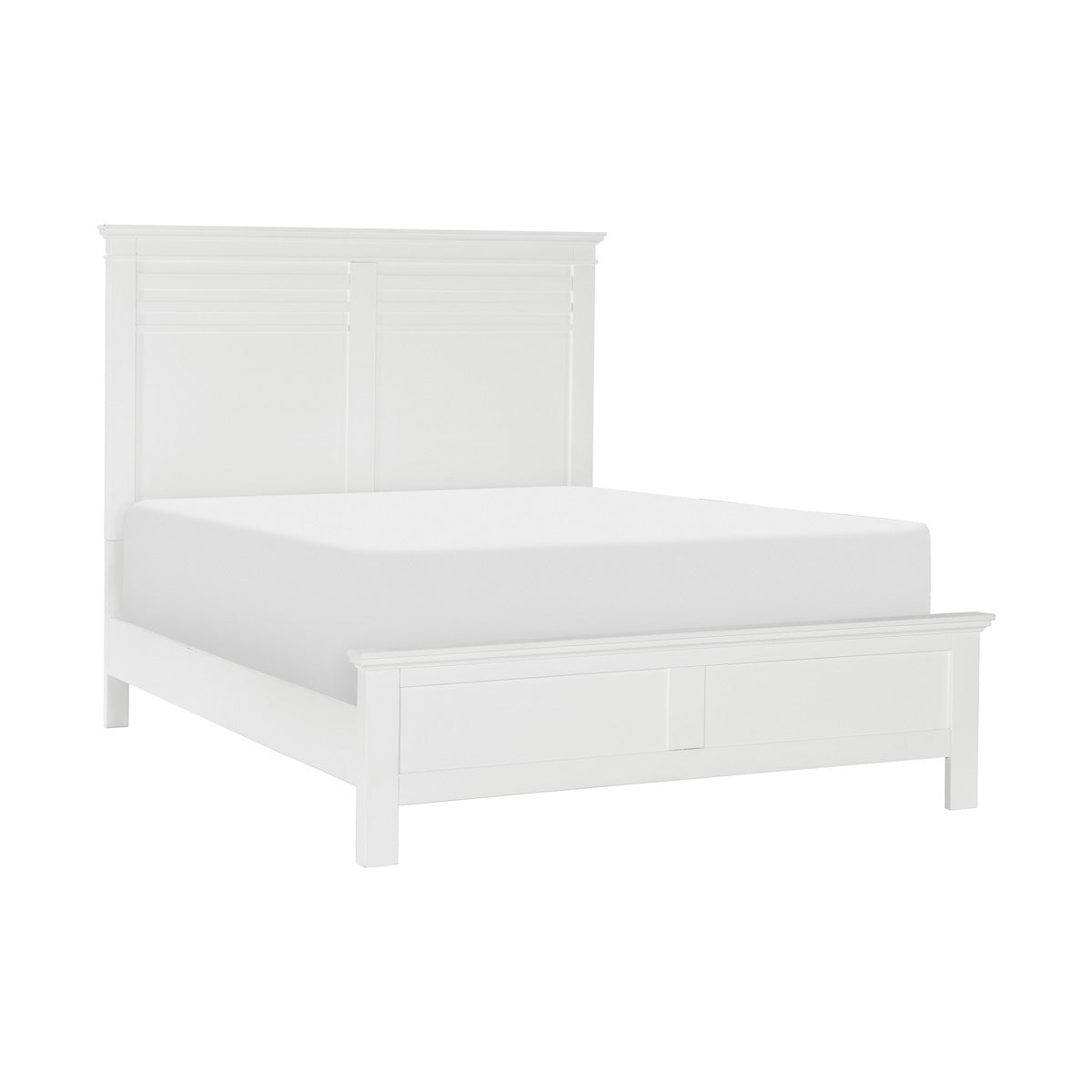 White Finish Queen Bed Transitional Style Wooden Bedroom Furniture 1pc Panel Bed