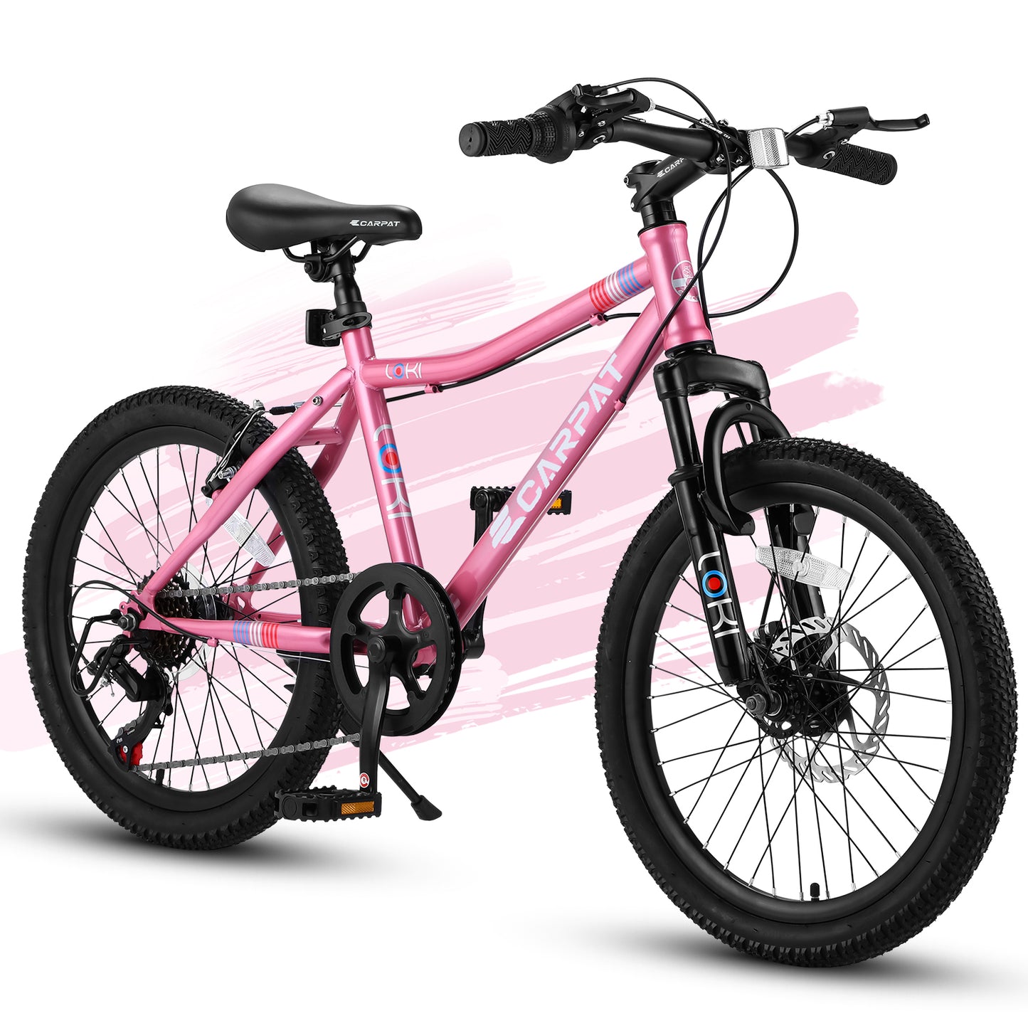 S20101 20 Inch Kids' Bike, Boys Girls Mountain Bike Ages 8-12, 7 Speed Teenager Children Kids' Bicycles, Front Suspension Disc Brake Rear V-Brake, High Steel Frame