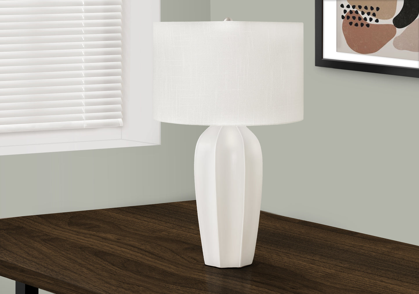 Lighting, 27"h, Table Lamp, Cream Ceramic, Ivory / Cream Shade, Modern