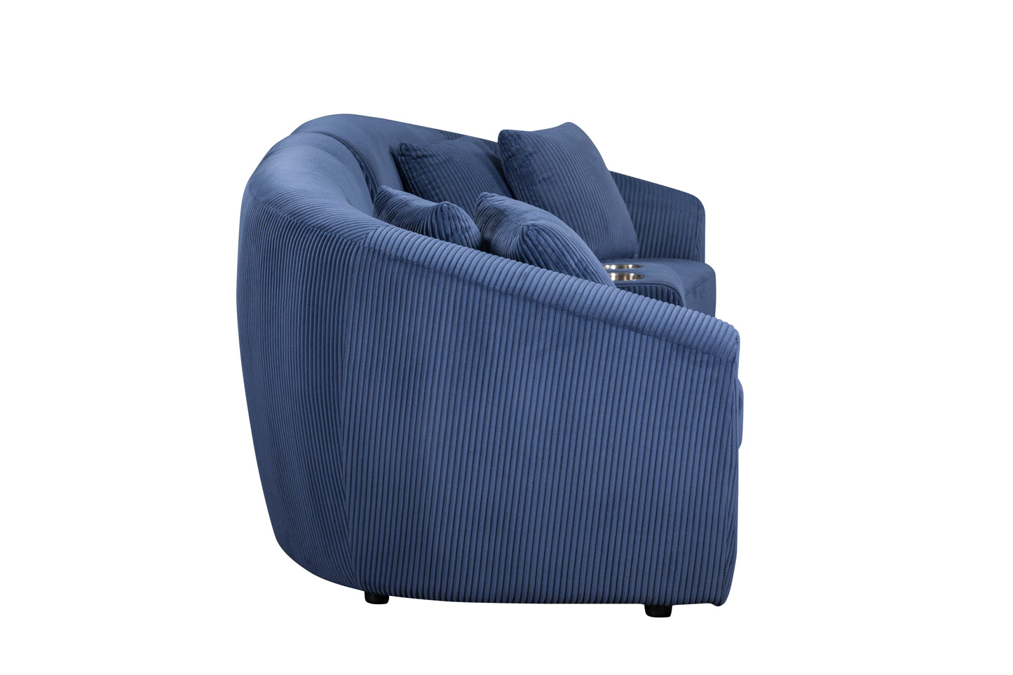 UNITED WE WIN corduroy fabric, two cup holders, storage, oversized two-seat, solid wood frame, high quality sponge filling, curved placement sofa