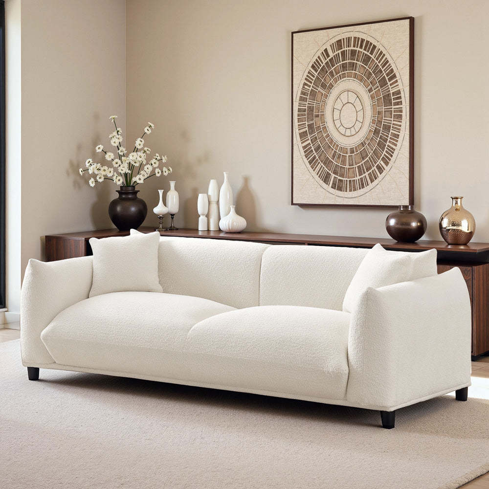 Emma Mid Century Modern Luxury Cream Boucle Sofa