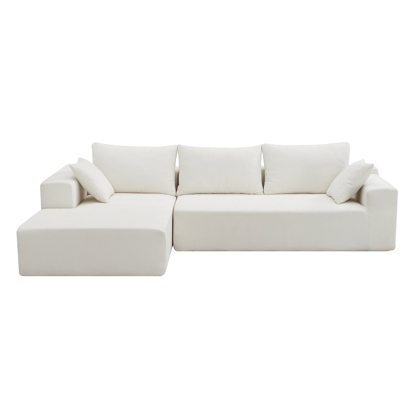 109*68" Modular Sectional Living Room Sofa Set, Modern Minimalist Style Couch, Upholstered Compressed Sofa for Living Room, Bedroom, Salon, 2 PC Free Combination, L-Shape, Cream