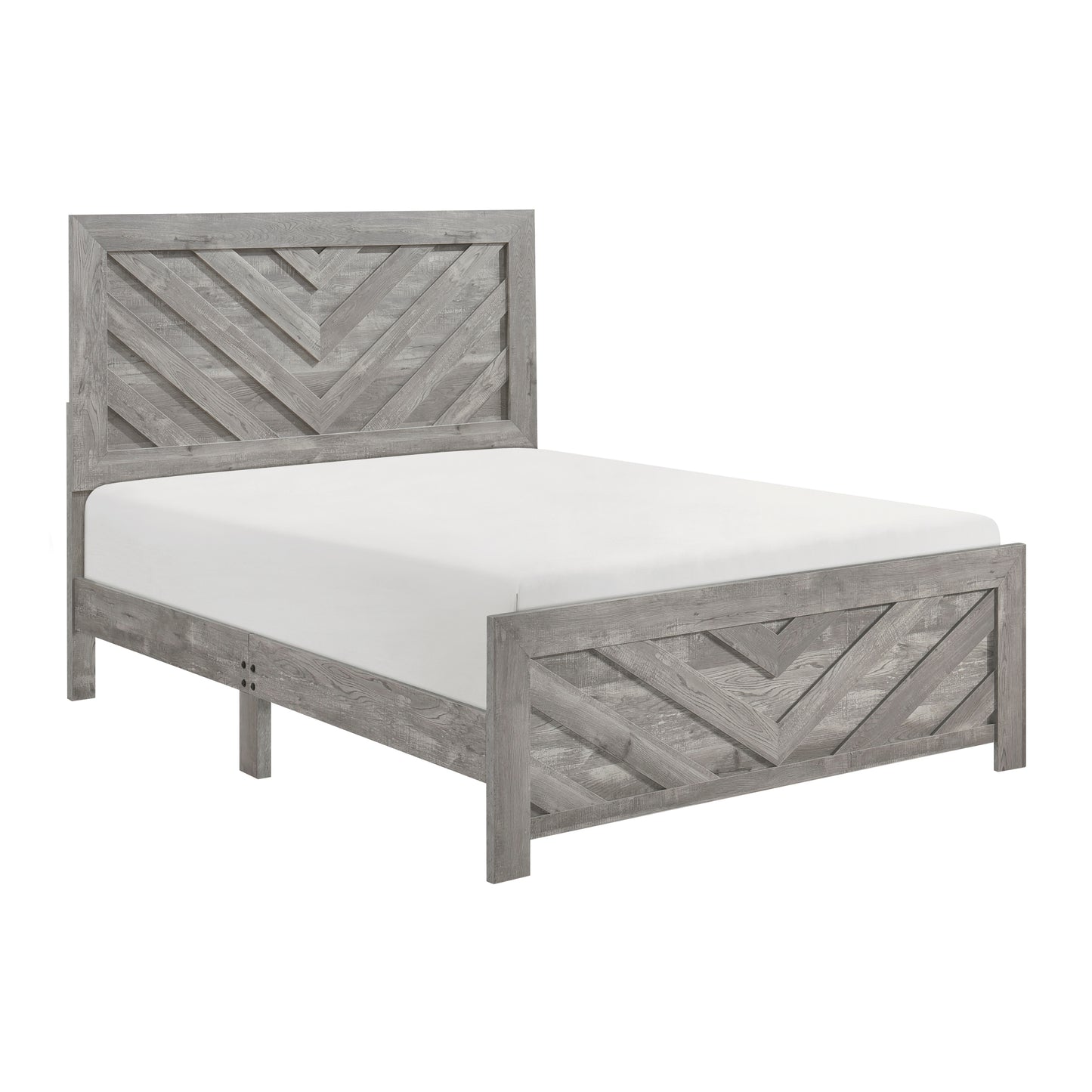 Contemporary Rustic Gray Finish Queen Size Panel Bed Wooden Bedroom Furniture 1pc, Bed in a Box
