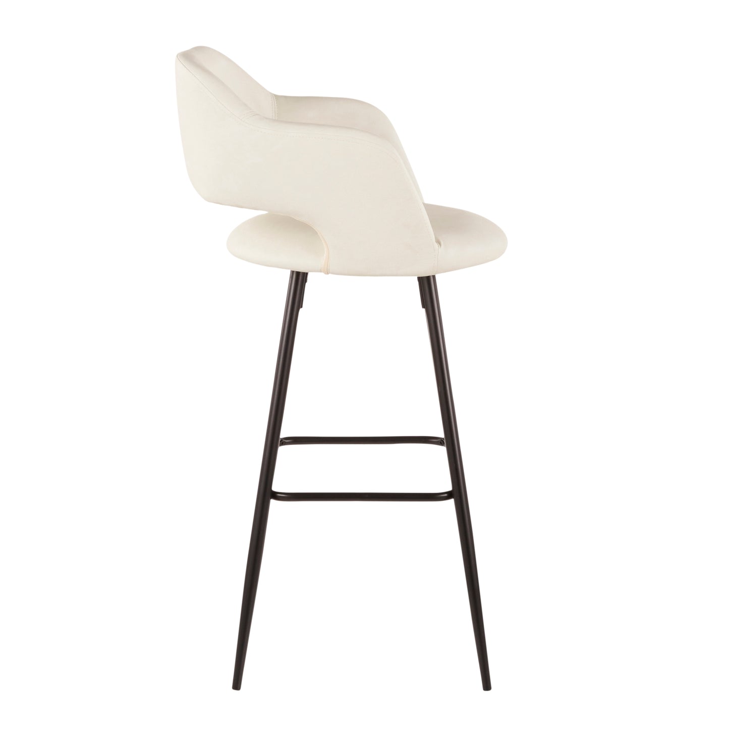 Margarite Contemporary Barstool in Black Metal and Cream Faux Leather by LumiSource - Set of 2