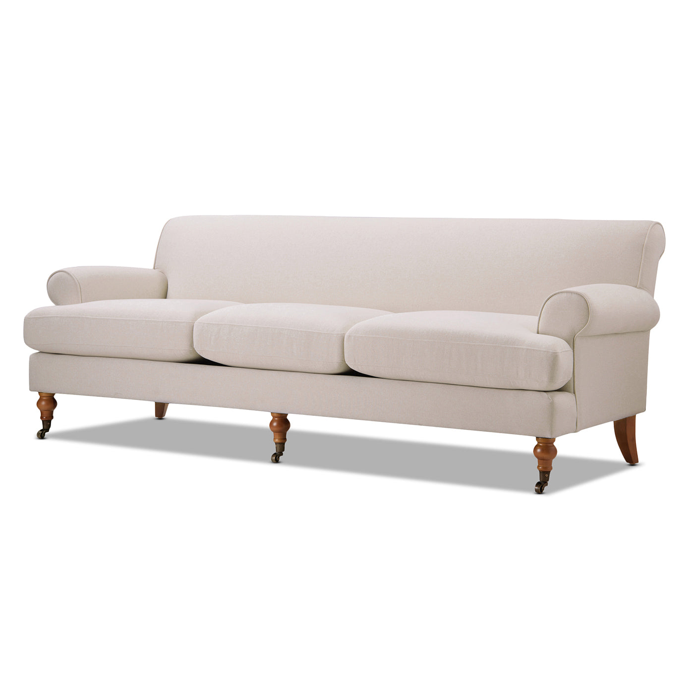 Alana Lawson Three-Cushion Tightback Sofa, Sky Neutral Beige Polyester