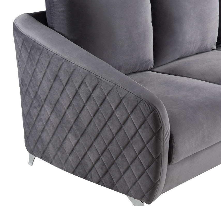 Sofia 77.5" Gray Velvet Modern Chic Sofa Couch