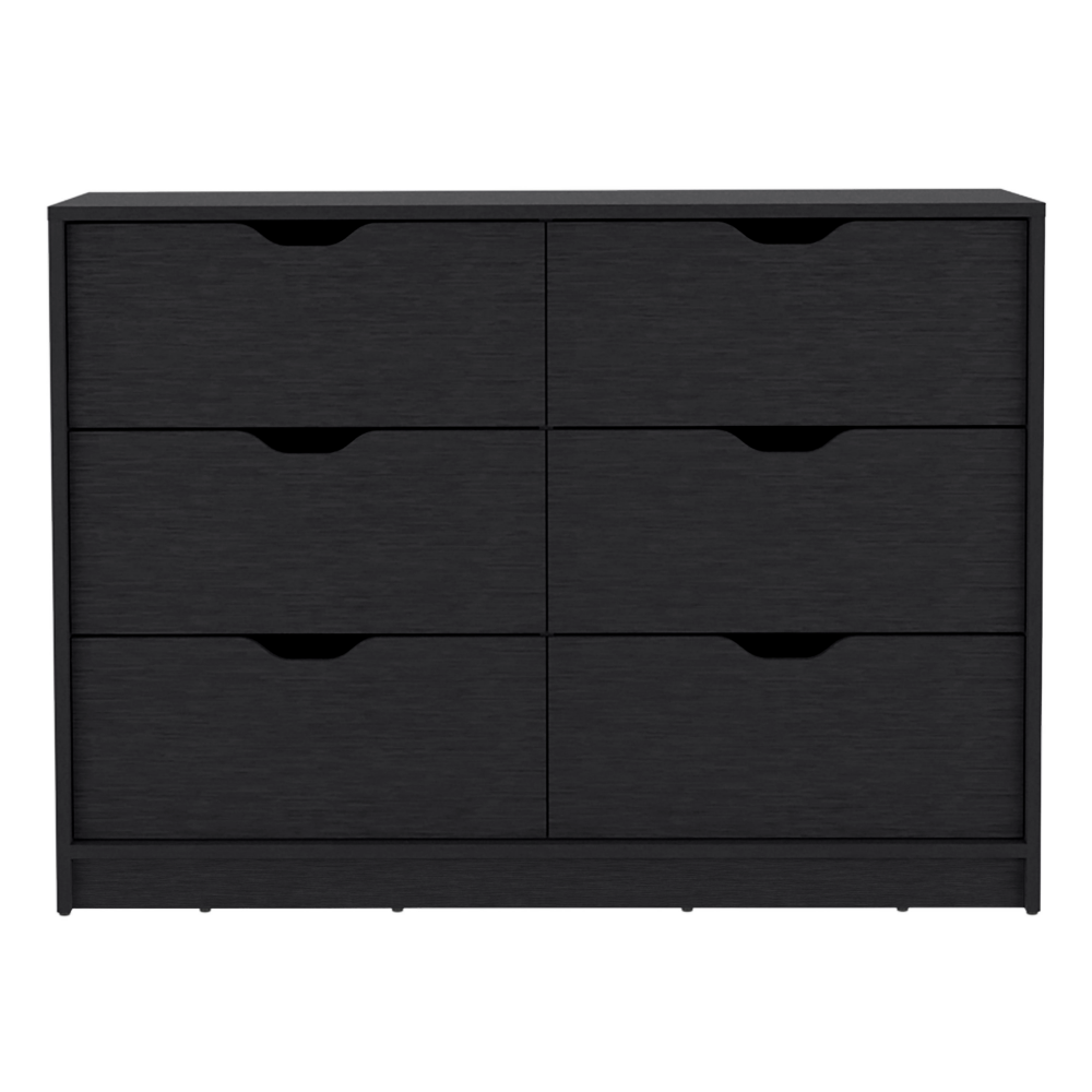 Basilea 4 Drawers Double Dresser with 2 pull down Cabinets Black