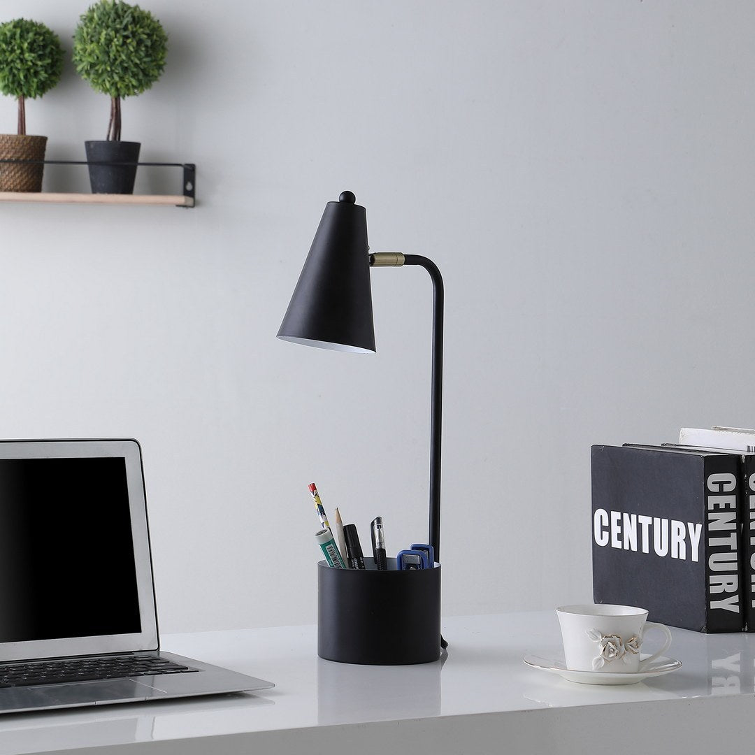 19.5" In Student Black Metal Task Desk Lamp W/ Organizer