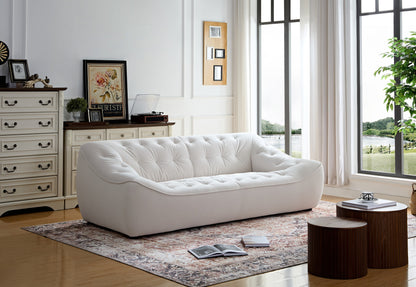 WKS10W White  sofa with , durable fabric, solid wood frame, high density sponge filler