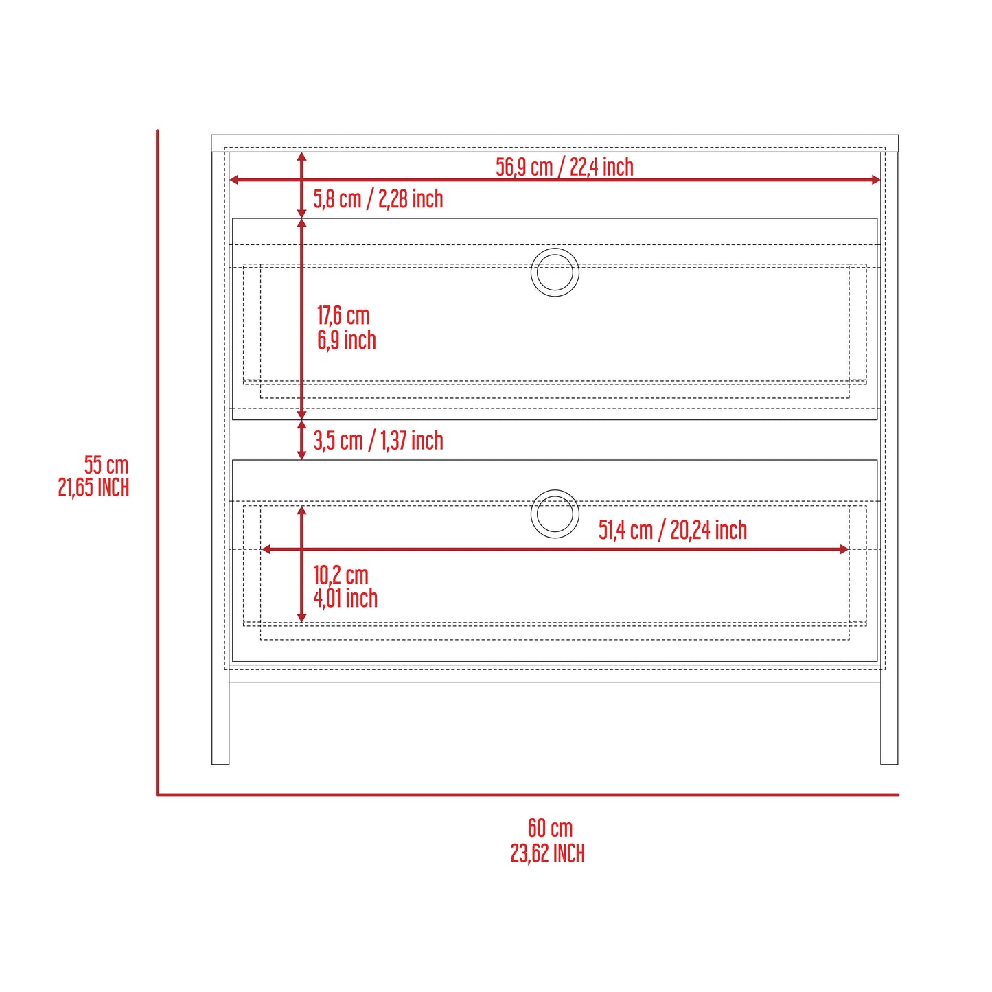 Otom Nightstand , Superior Top, One Open Shelf, One Drawer, Four Legs -Smokey Oak / White