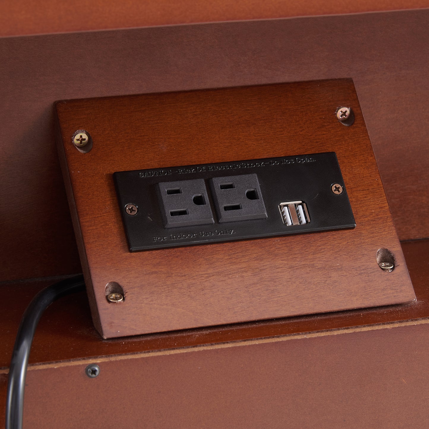 Open Space and 2 Drawers Dresser Nightstand with Charging Station, Farmhouse End Table with USB Ports and Outlets, Fluted Pilasters Design Side Table with Solid Wood Legs for Bedroom