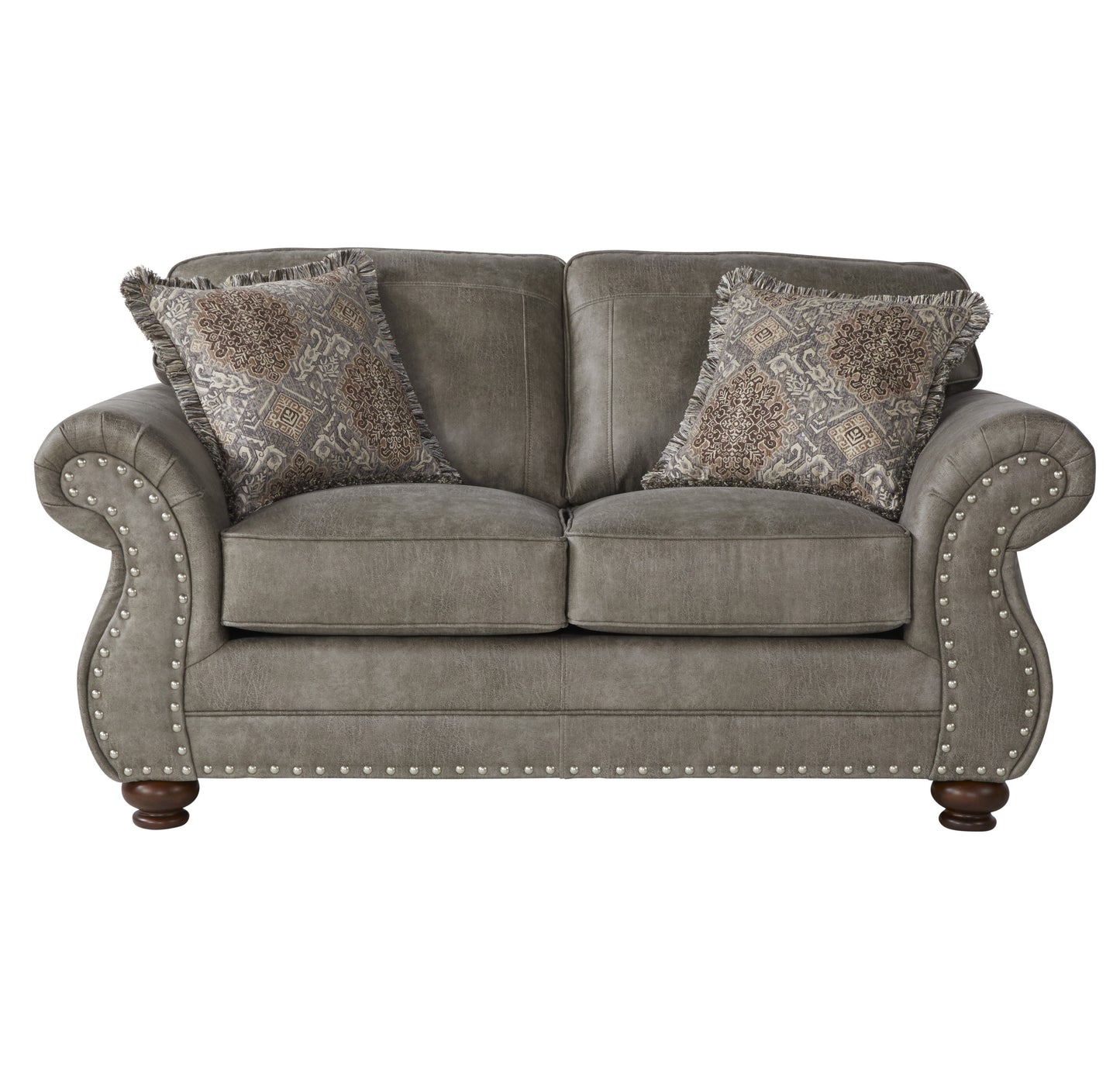 Leinster Faux Leather Upholstered Nailhead Sofa and Loveseat Set