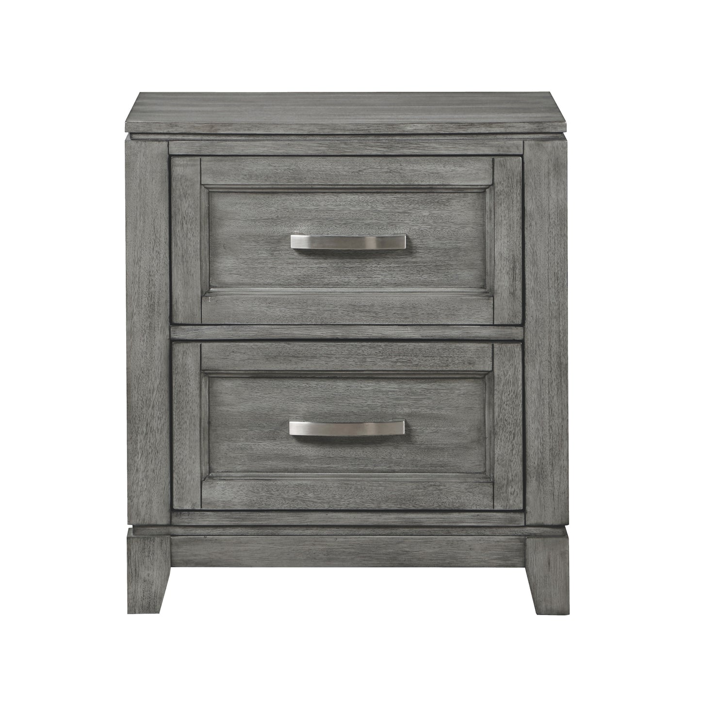Gray Finish Nightstand with 2x Storage Drawers Wooden Bedroom Furniture 1pc