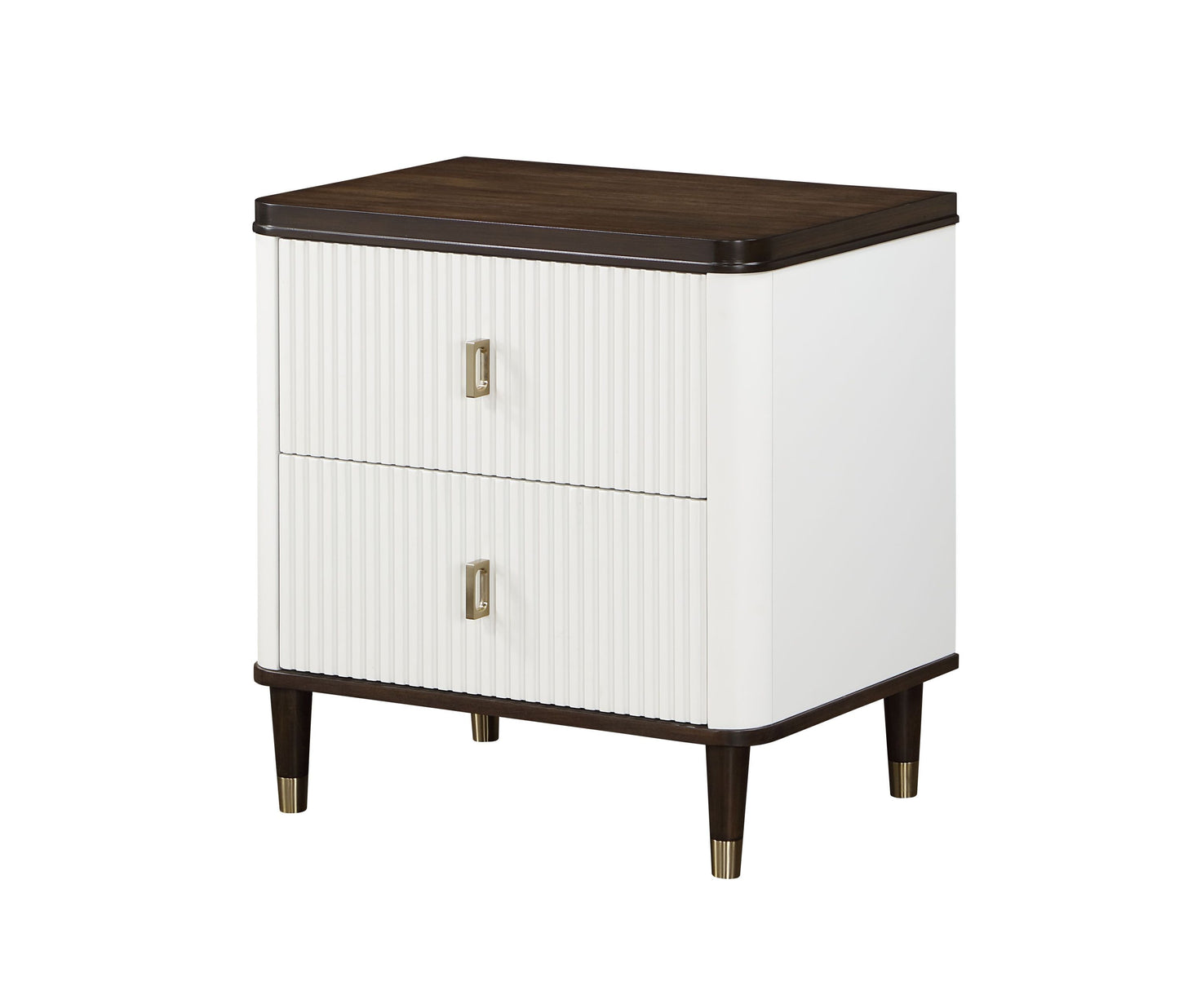 Carena White & Walnut Finish Night Stand w/USB