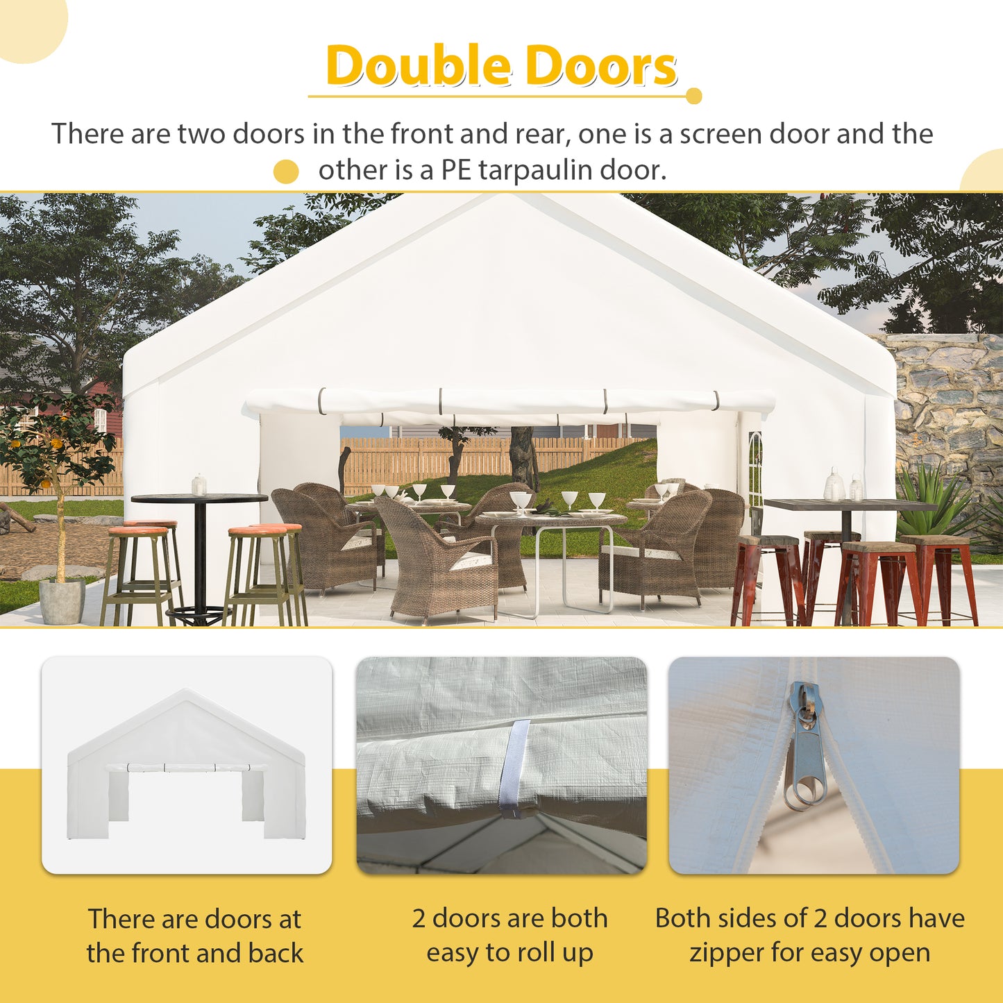 20x20FT Party Tent Heavy Duty, Large Wedding Event Shelters with 2 Storage Bags & Removable Sidewalls, Outdoor Canopy Gazebo Commercial Tents for Parties Carport Camping Garden Patio