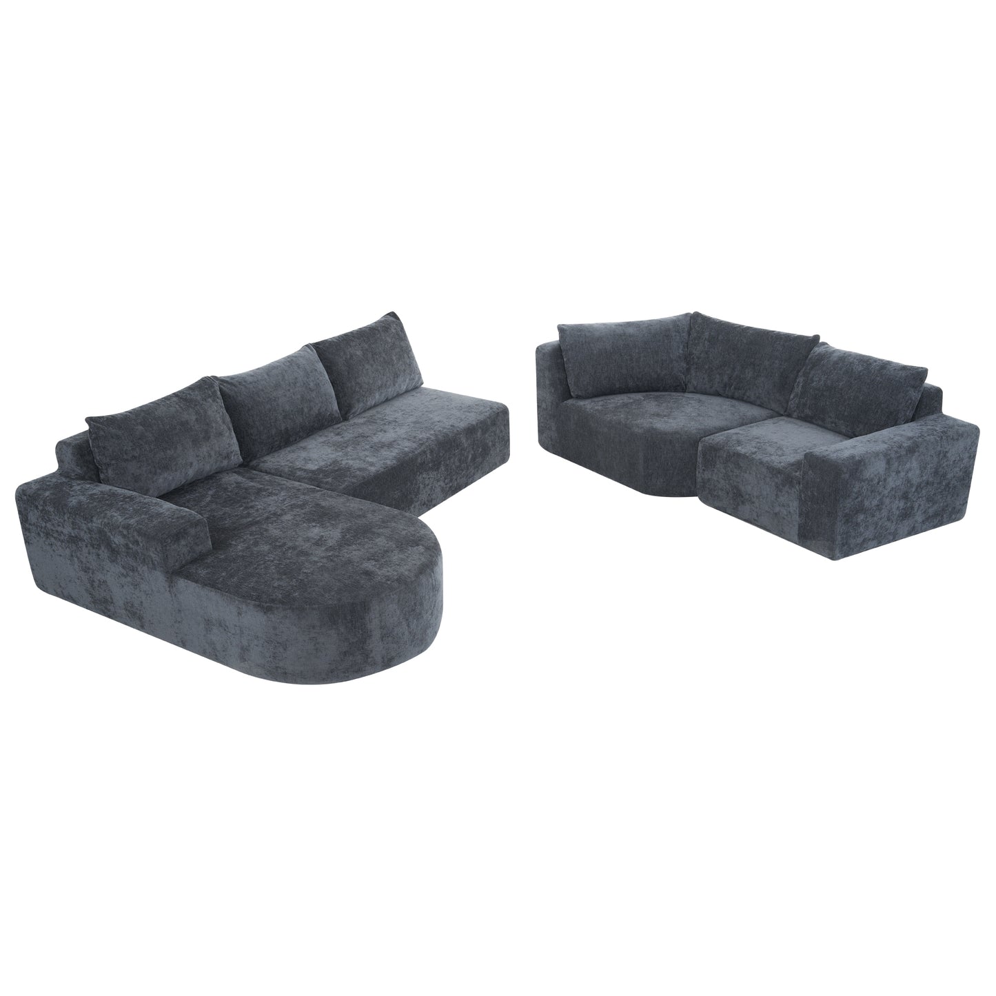 141.7" Oversized Modular Sofa Cloud Sectional Sofa Set Upholstered Couches U-shaped Sofa with Deep Seat for Living Room, Grey