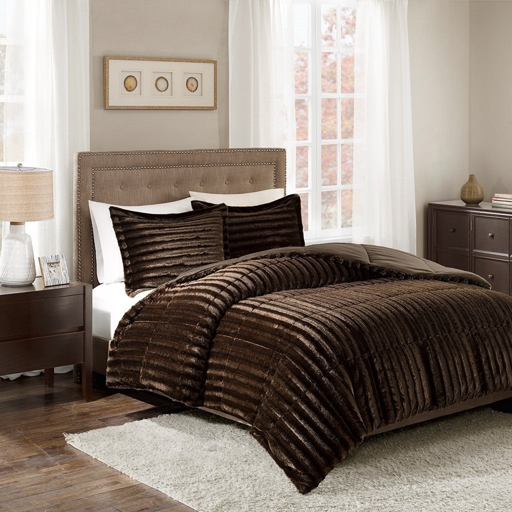 King/Cal King Faux Fur Comforter Mini Set