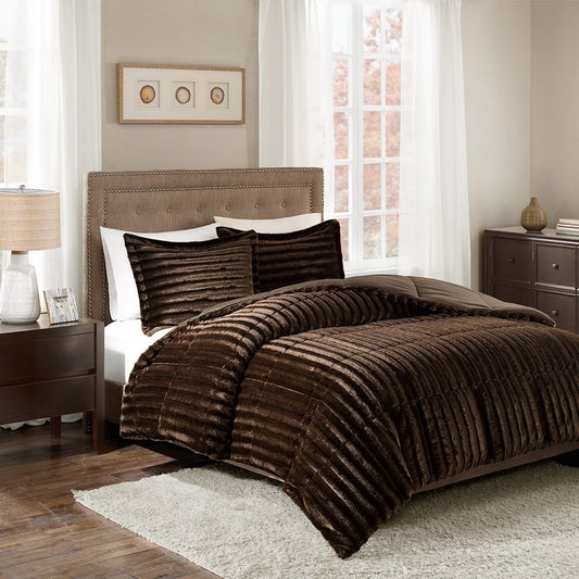 King/Cal King Faux Fur Comforter Mini Set