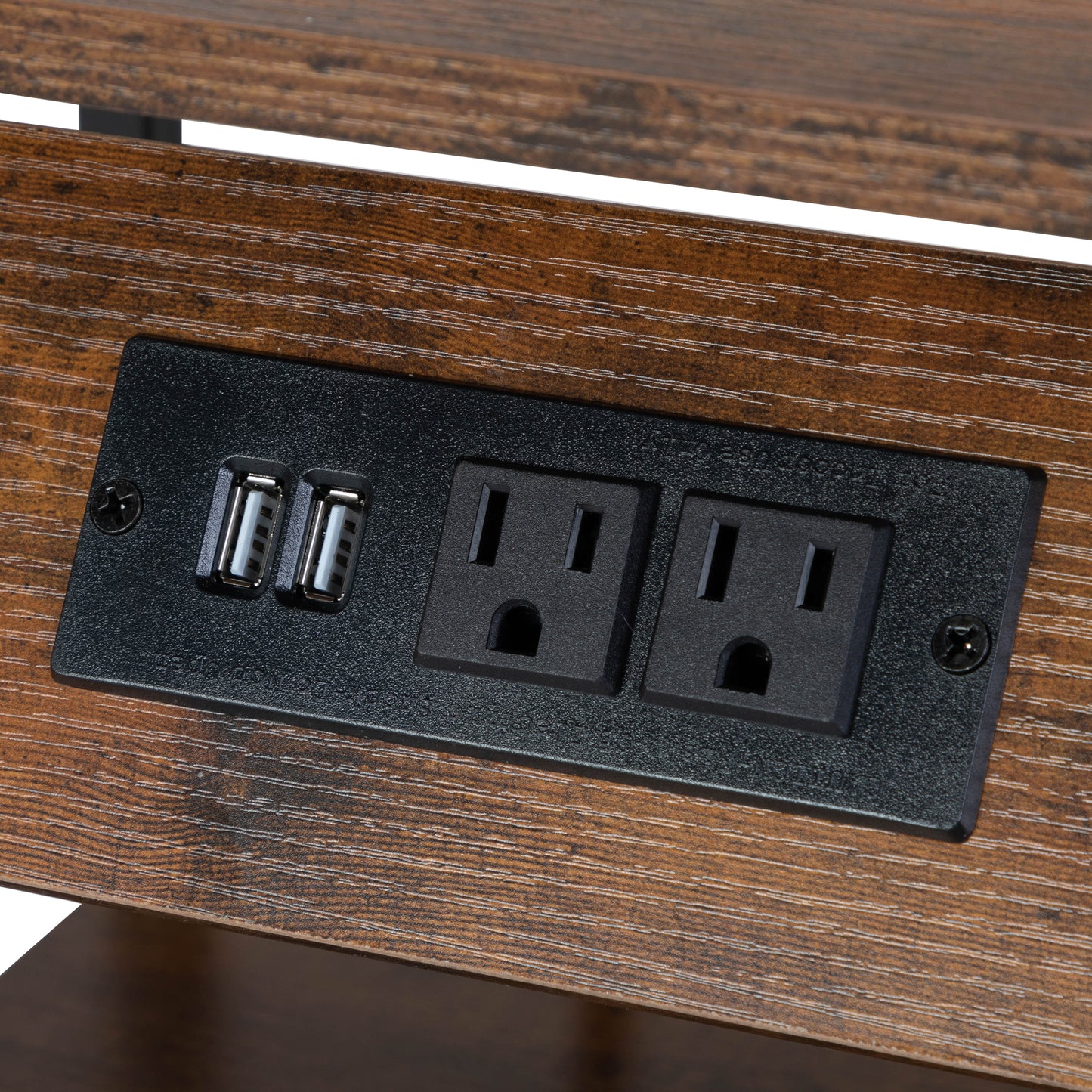 Set of 2 Nightstands with Charging Station, Bed Side Table with Non-woven Drawers, Shelves for Bedroom Living Room, End Table with USB Outlets, Rustic Brown