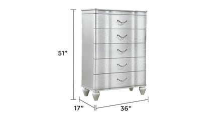 Landmark Traditional Style 5-Drawer Chest With metal drawer pulls Made with Wood in Silver