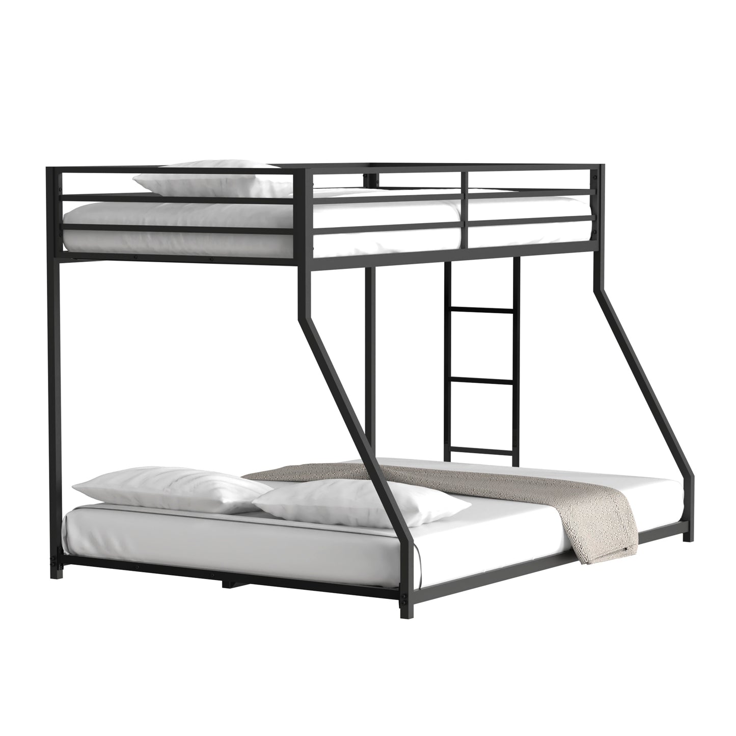 Adam Sturdy Twin over Full Metal Bunk Black for Kids and Adult, Low Profile and Easy Climbing with Stable Ladder