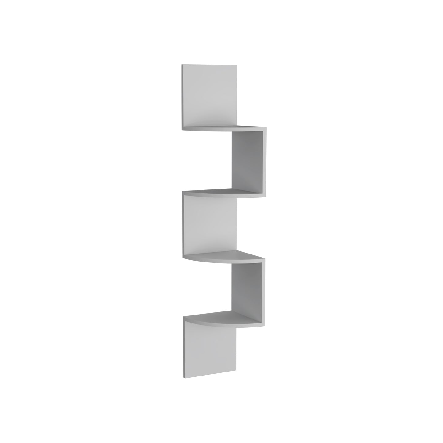 Roy Corner Floating Shelf, Modern 4-Tier Display, White
