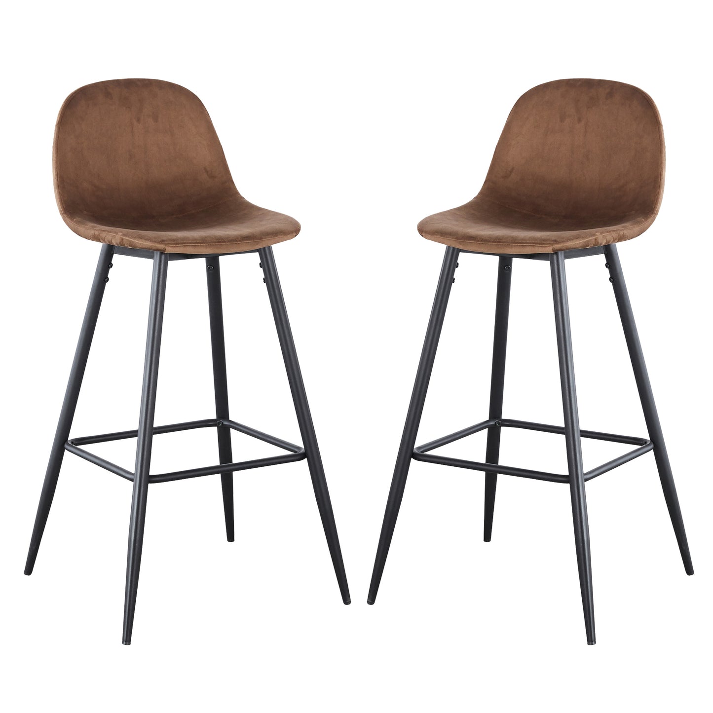 Bar Stools Set of 2, 30 Inches Velvet Barstool Modern Counter Bar Height Chair with Back, Sturdy Metal Legs & Footrests, Easy Assembly, Island Stool for Kitchen Bar