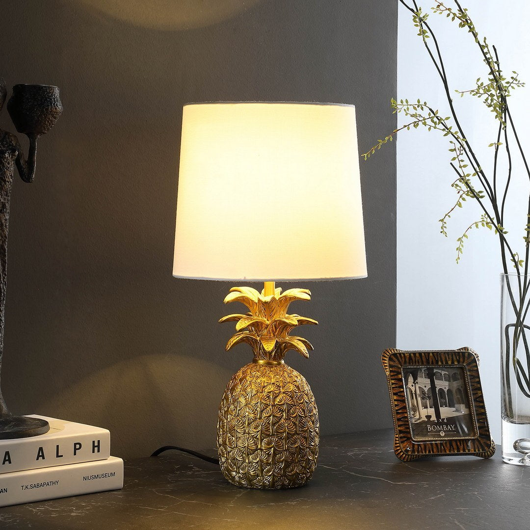 17" In Golden Brass Tropical Heahea Pineapple Table Lamp