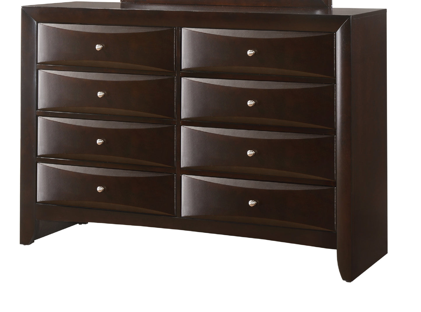 1Pc Contemporary 8 Drawer Dresser Brown Cherry Finish Solid Wood Wooden Bedroom Furniture