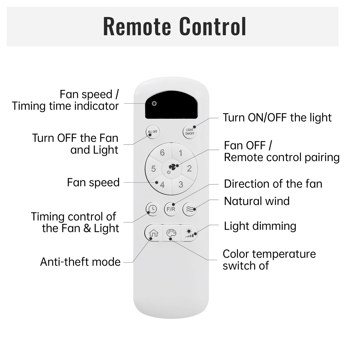 52 Inch Ceiling Fan Light With 6 Speed Remote Reversible Energy-saving DC Motor